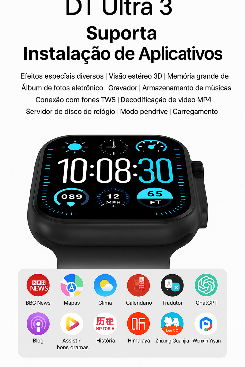 ⌚ DT Ultra 3 Pro – O Smartwatch Mais Completo de 2025 com Google Maps, NFC e 32GB de Memória