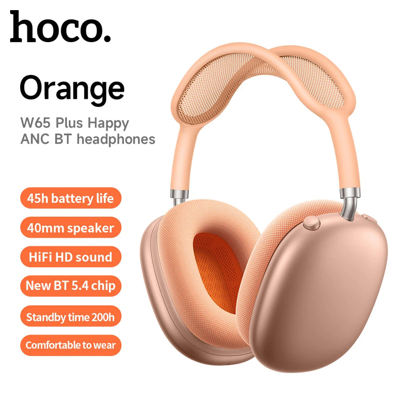 Novo HOCO W65 Plus – Bluetooth 5.0, Cancelamento de Ruído e 45h de Música