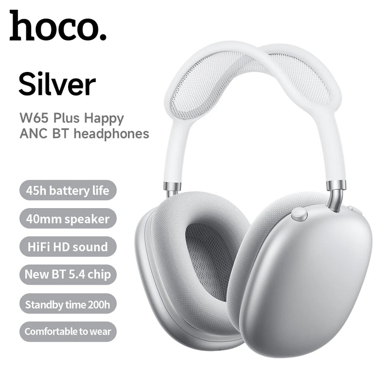 Novo HOCO W65 Plus – Bluetooth 5.0, Cancelamento de Ruído e 45h de Música