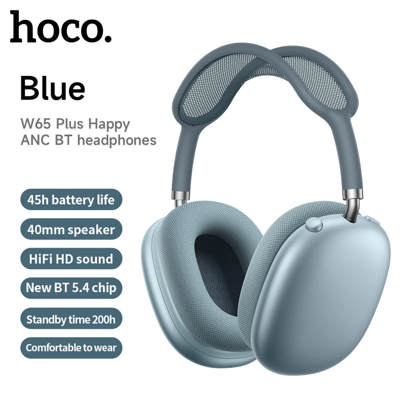 Novo HOCO W65 Plus – Bluetooth 5.0, Cancelamento de Ruído e 45h de Música