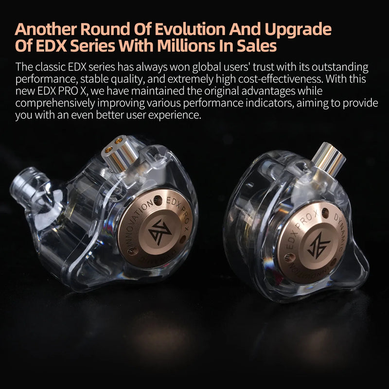 KZ EDX PRO X IEM Earphones Dynamic Drive HiFi Deep Bass Sound Earbud Sport Music Noise Cancelling Headset with Detachable Cable