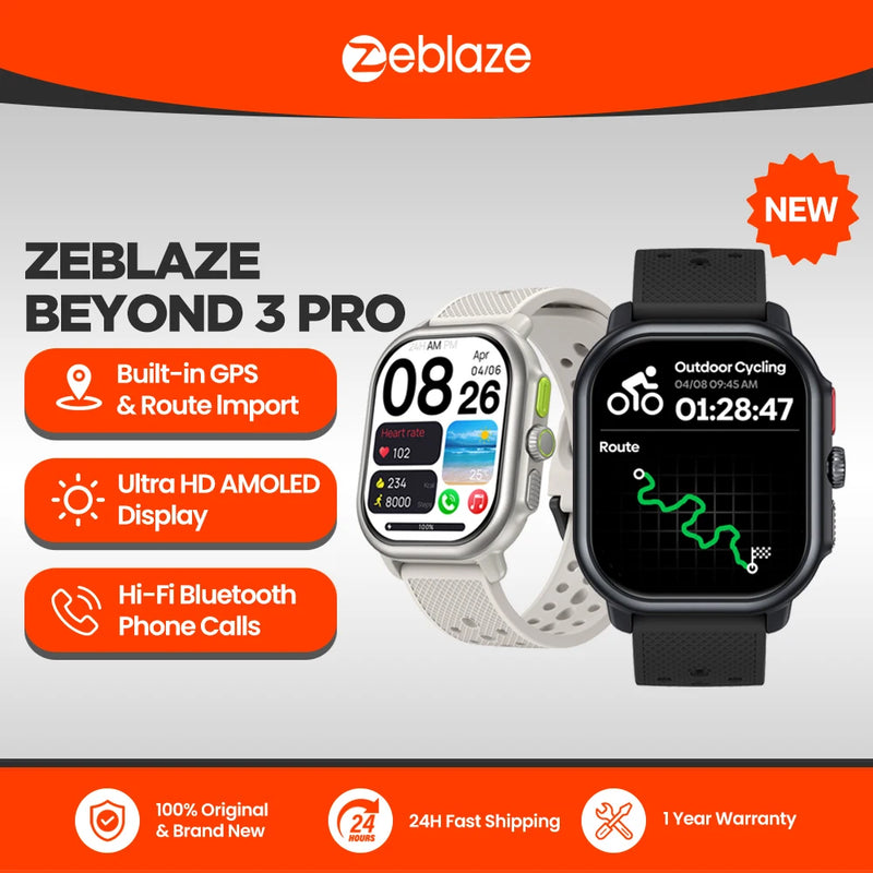 Novo Zeblaze Beyond 3 Pro – Relógio Inteligente com GPS Integrado, Tela AMOLED e Ligações