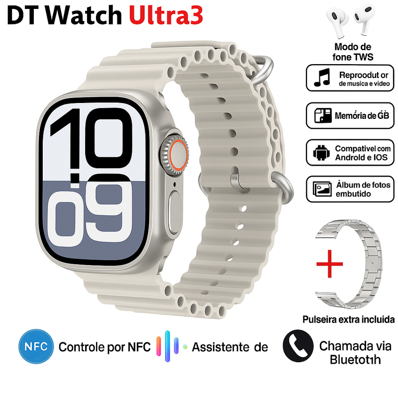 ⌚ DT Ultra 3 Pro – O Smartwatch Mais Completo de 2025 com Google Maps, NFC e 32GB de Memória